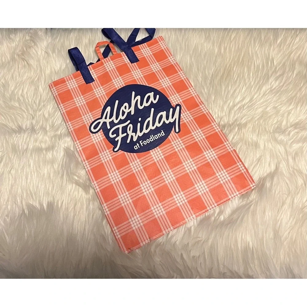 NWT Aloha Friday Palaka Foodland Hawaii Exclusive Reusable Tote Bag Set of 4 - Picture 2 of 7